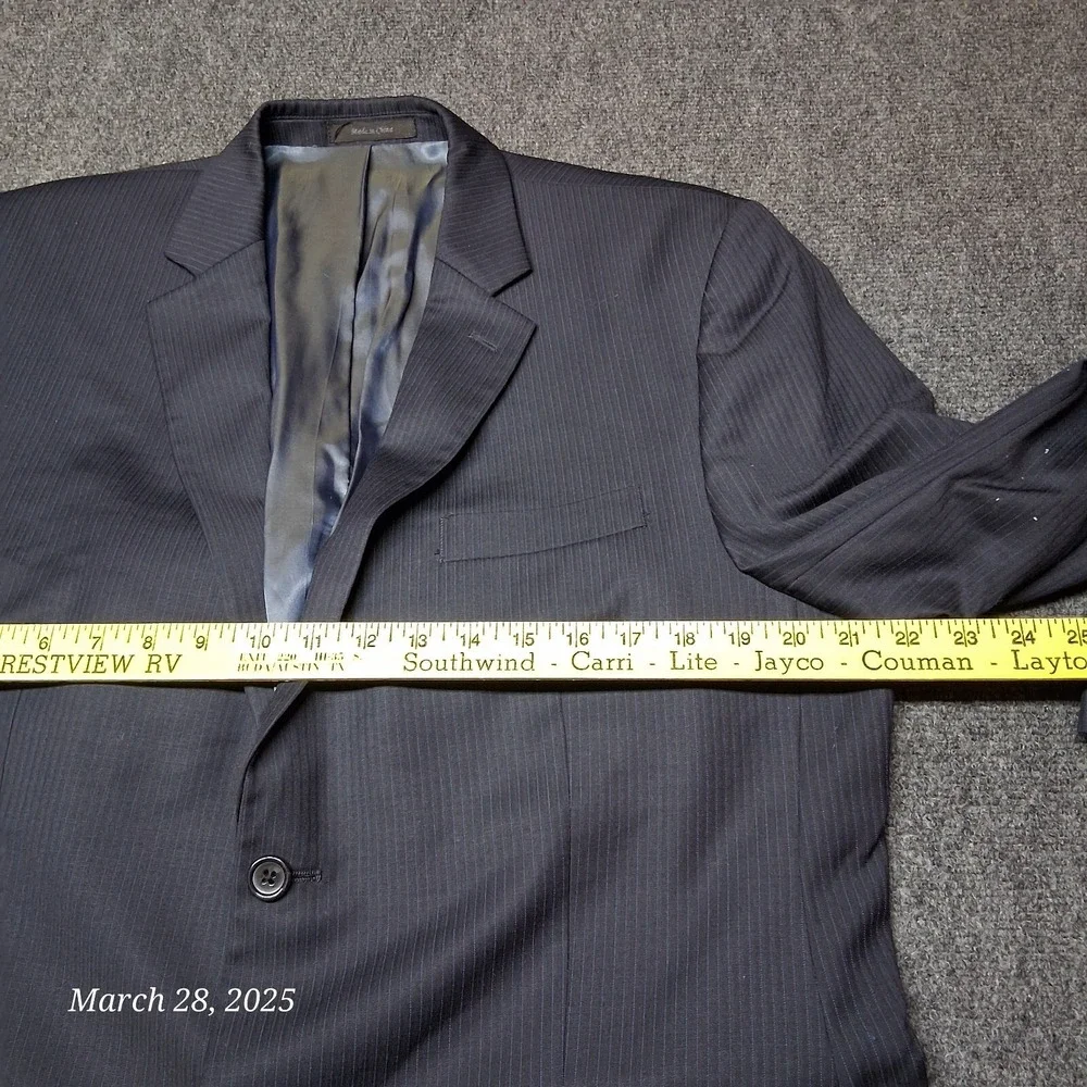 Michael Kors Wool Sports Blazer Men Size 43 Regular Dark Navy Blue Double Button